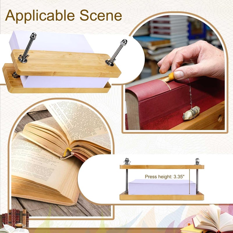 Sholramo Book Press - Bamboo Wood Bookbinding Press for Craft Enthusiasts - Anti-Slip Mat, Portable & Handmade Book Binding Tool (Book Press) - Image 4